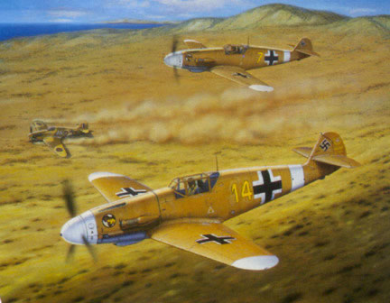 "Hans Joachim Marseille Bf 109F-2Z Trop" - Jerry Crandall - Bf-109 Art